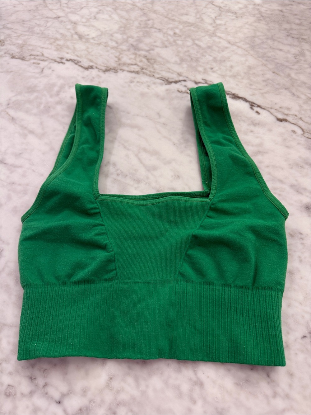 Free People Green Seamless Ribbed Crop Tank